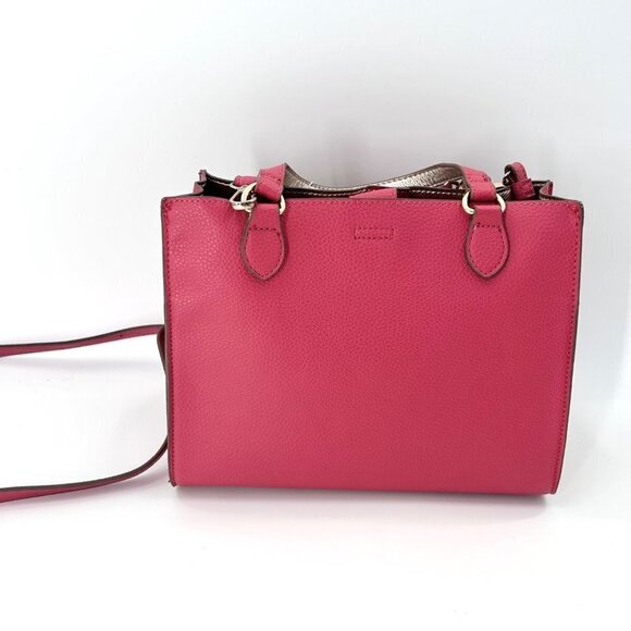 NWT ANNE KLEIN PINK BLAKE POP SATCHEL PURSE WRISTLET SET W/ SCARF - Picture 3 of 6